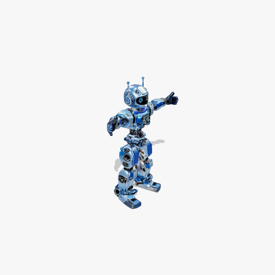 Blue Robot Character Rigged And Animated  Detailed Model